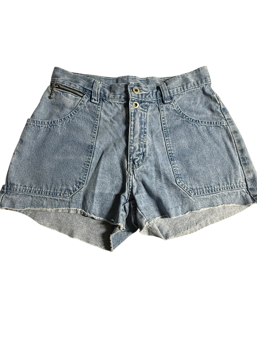Jordache Washed Blue High-Rise‎ Denim Shorts with Roll Hem